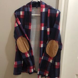 Flannel Cardigan With Elbow Patch Size Large